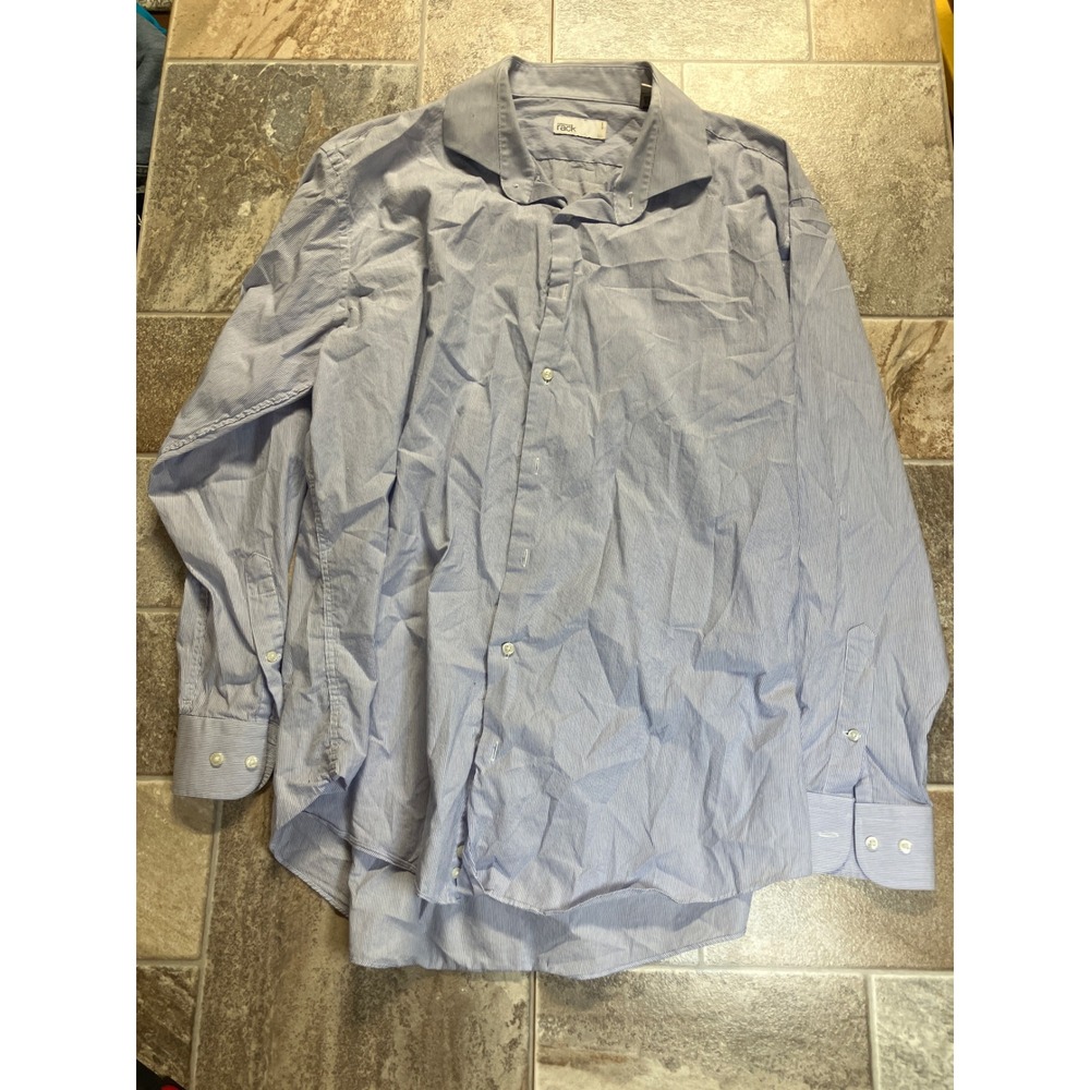 Nordstrom Rack Trim‎ Fit Light Blue Pinstripe Dress Shirt Size 18 34/35